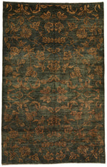 6x9 Green and Gold Modern Contemporary Rug