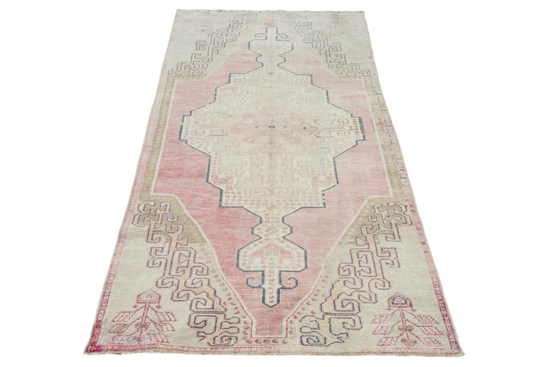 4x8 Pink and Beige Anatolian Turkish Tribal Runner