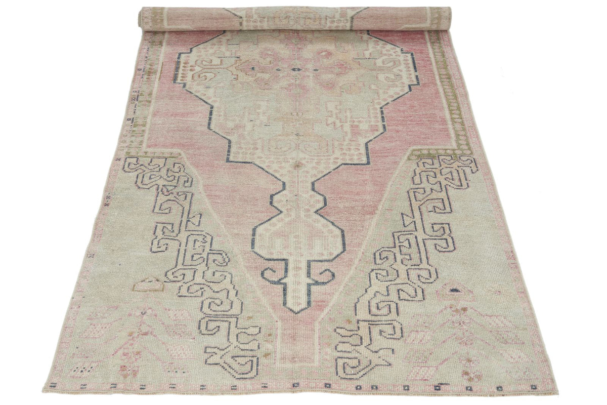 4x8 Pink and Beige Anatolian Turkish Tribal Runner