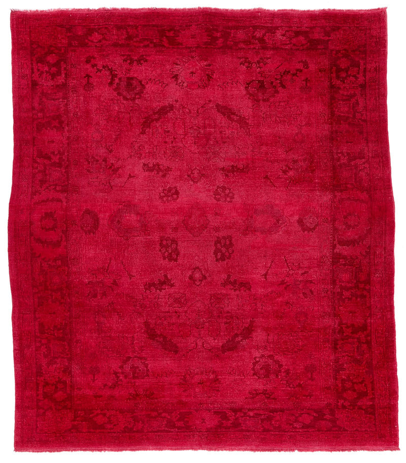 9x10 Red and Pink Turkish Overdyed Rug