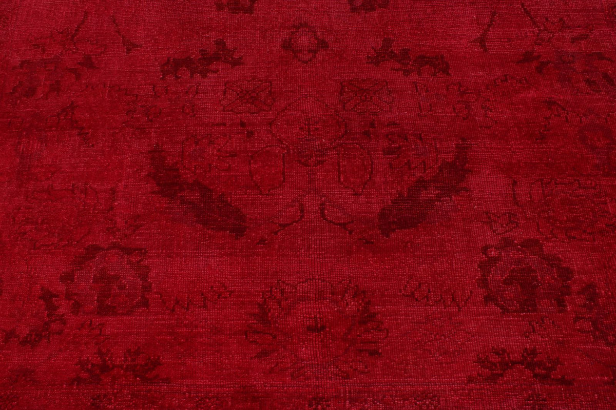 9x10 Red and Pink Turkish Overdyed Rug