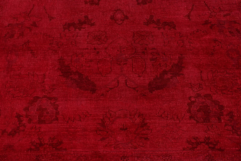 9x10 Red and Pink Turkish Overdyed Rug