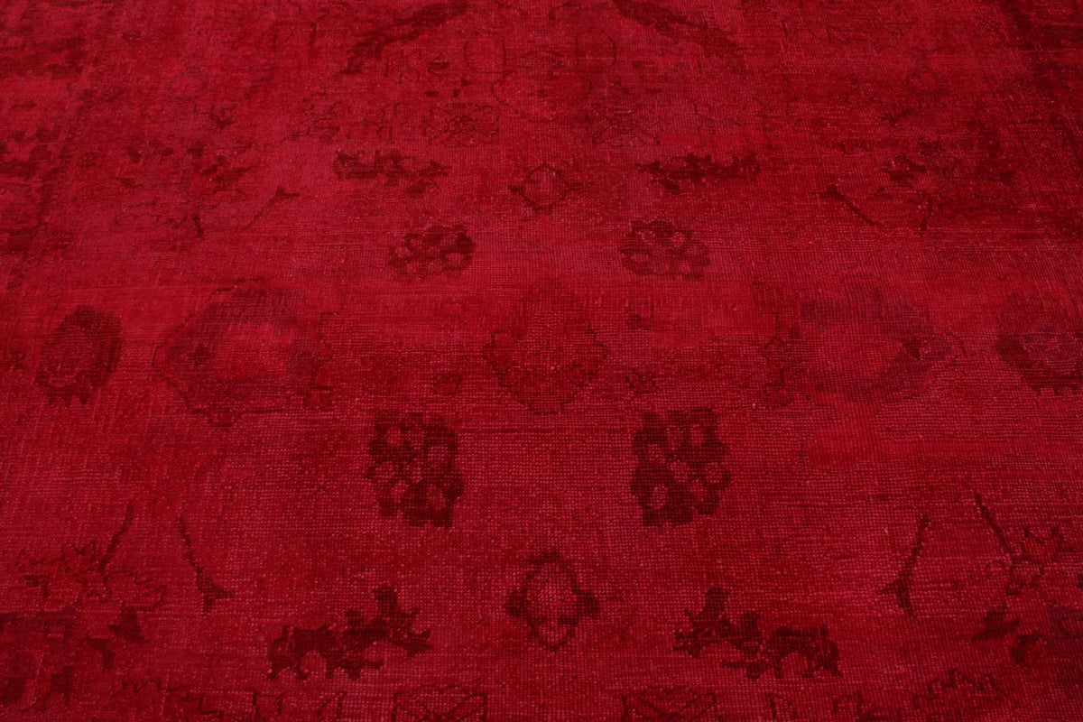 9x10 Red and Pink Turkish Overdyed Rug