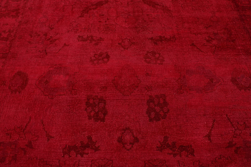 9x10 Red and Pink Turkish Overdyed Rug