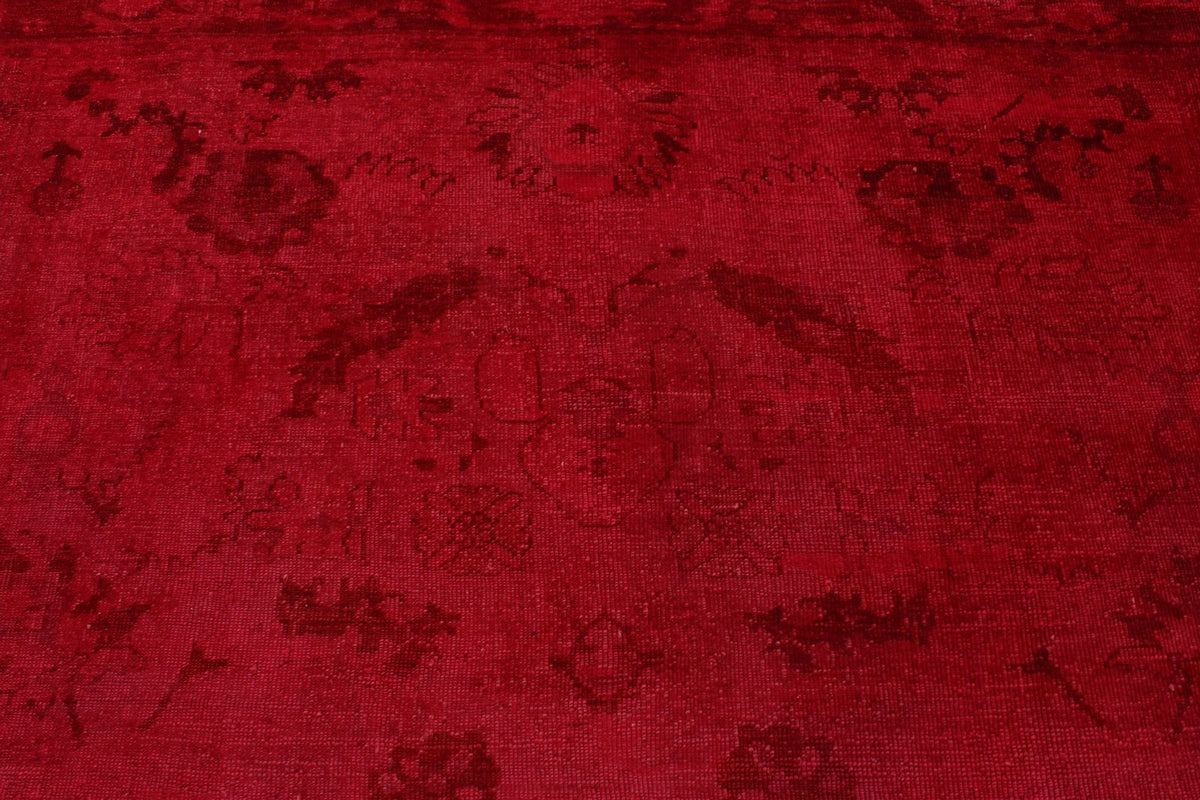 9x10 Red and Pink Turkish Overdyed Rug