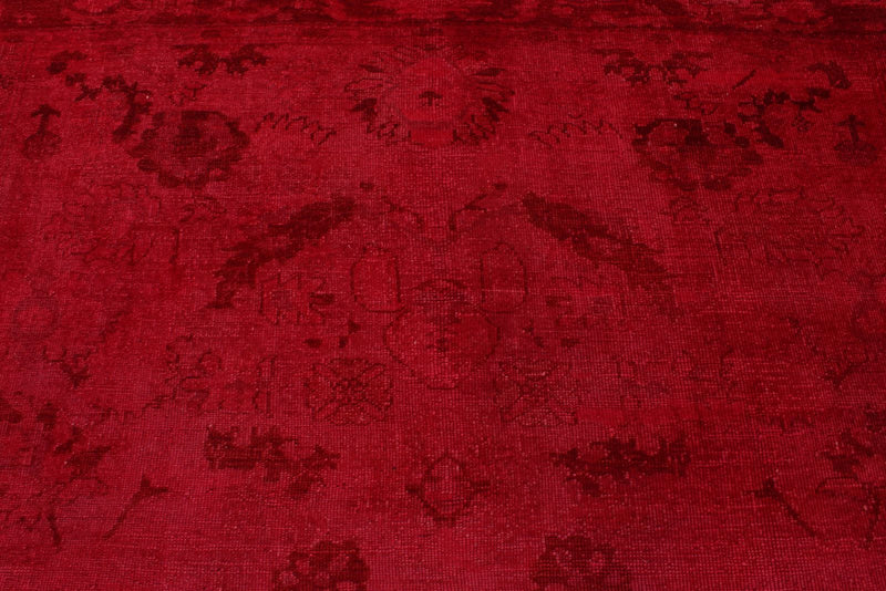 9x10 Red and Pink Turkish Overdyed Rug