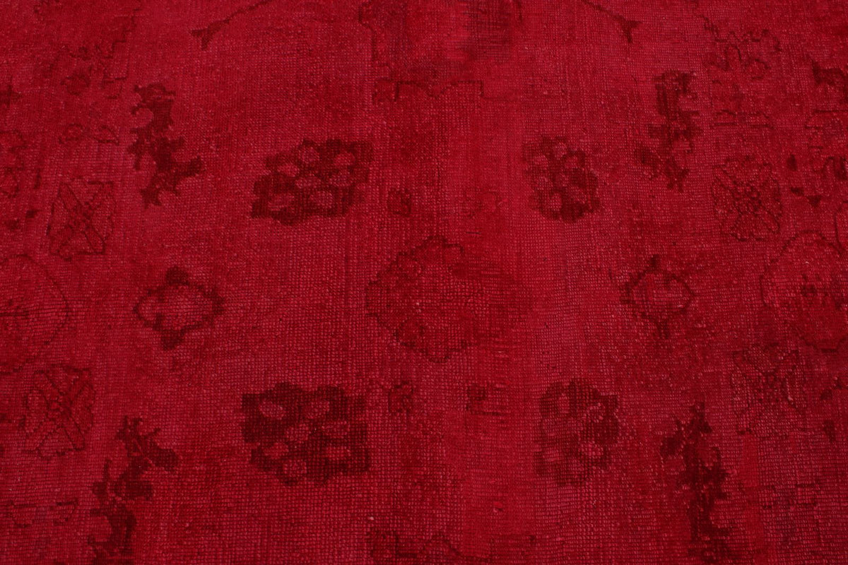 9x10 Red and Pink Turkish Overdyed Rug