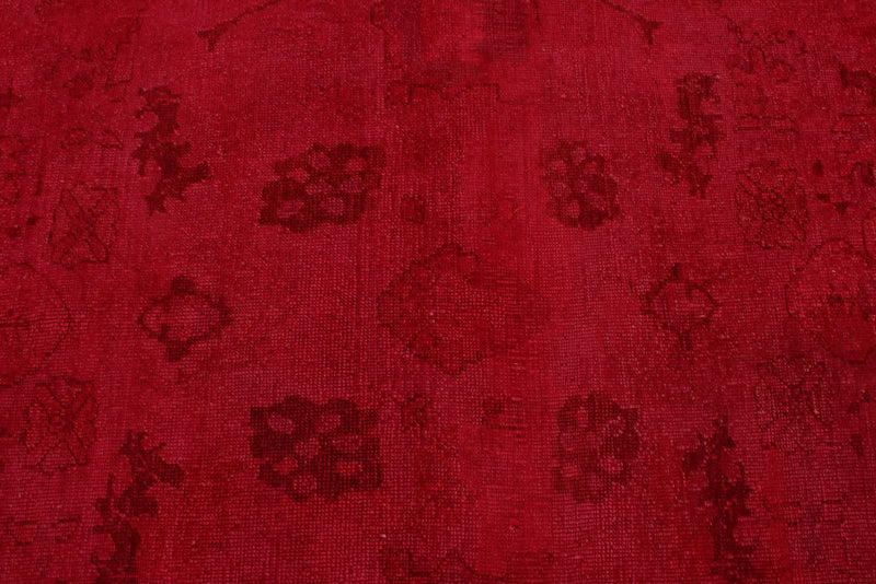 9x10 Red and Pink Turkish Overdyed Rug
