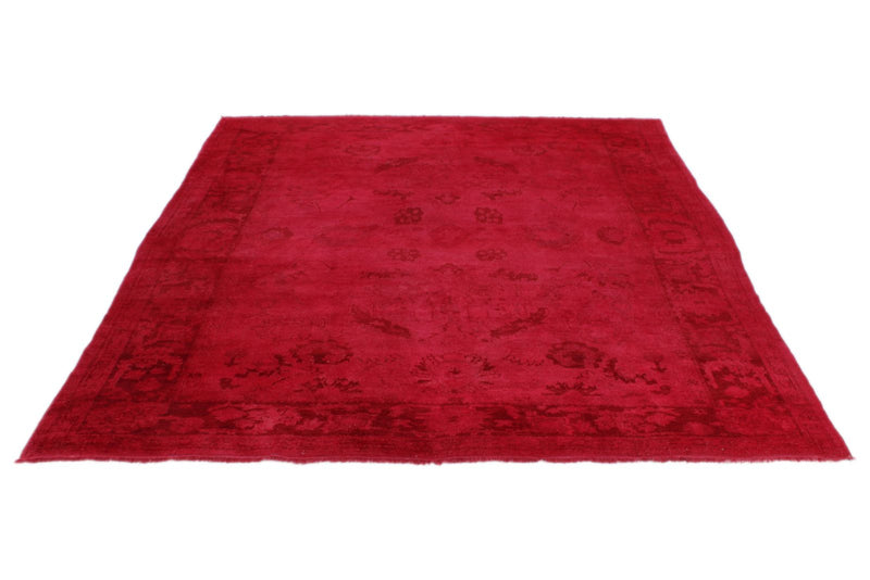 9x10 Red and Pink Turkish Overdyed Rug