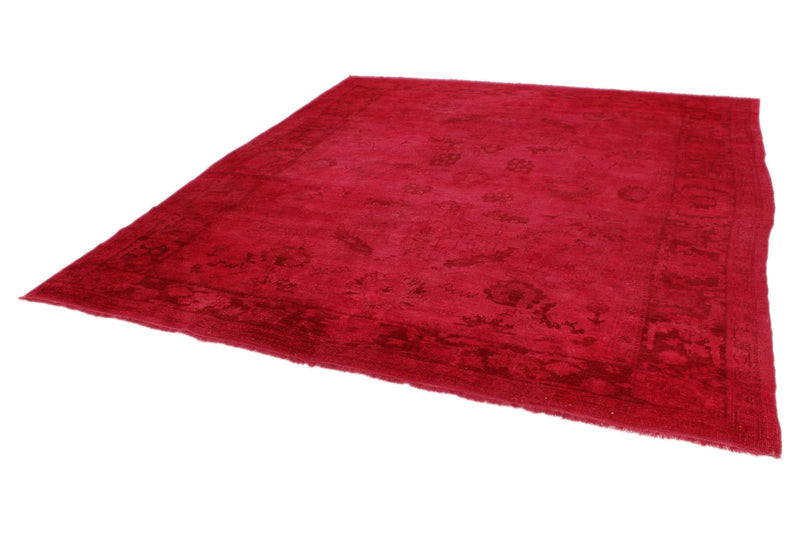 9x10 Red and Pink Turkish Overdyed Rug