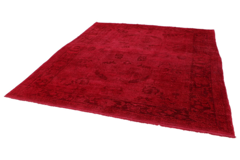 9x10 Red and Pink Turkish Overdyed Rug