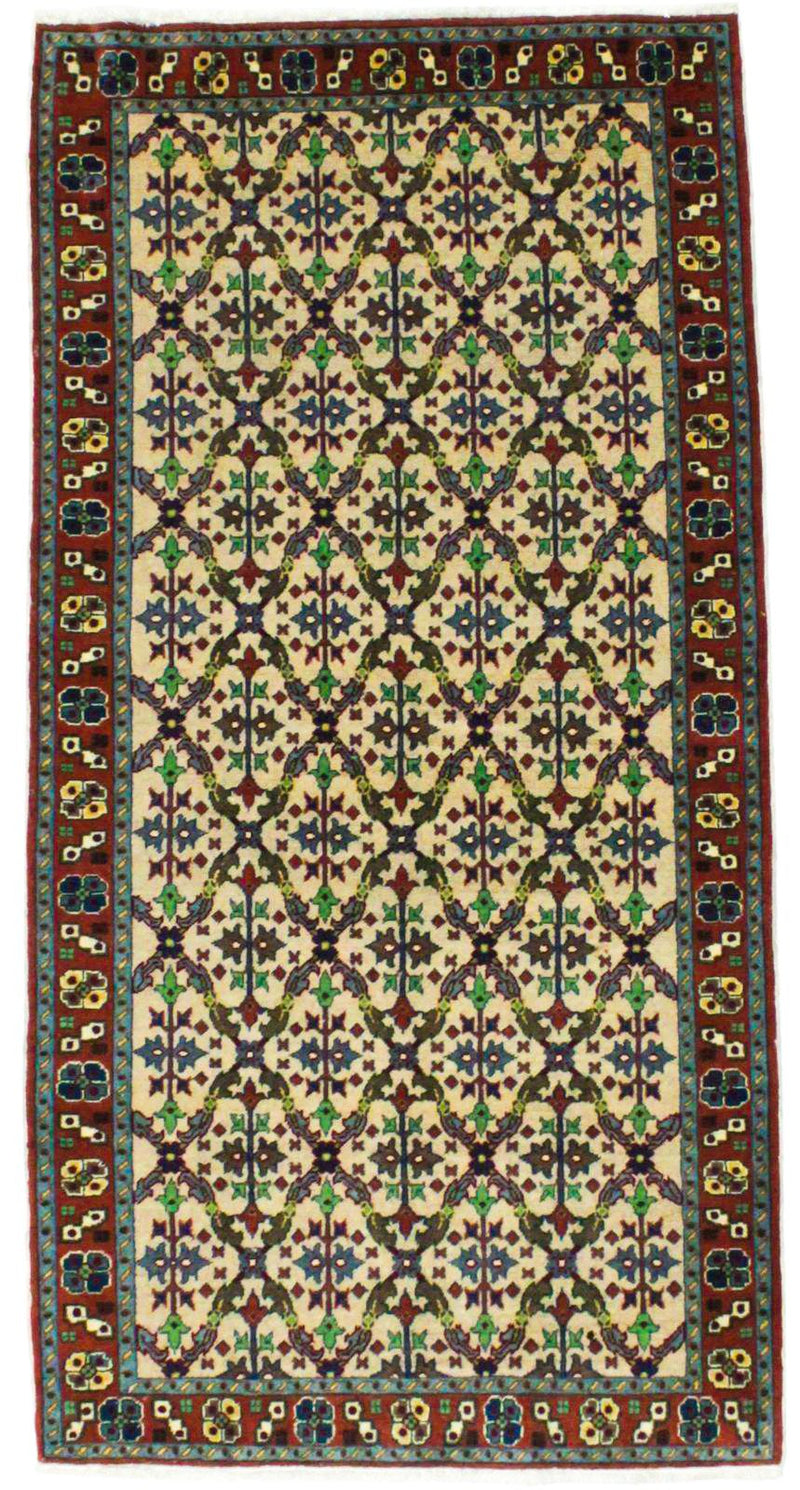 3x7 Beige and Rust Turkish Traditional Rug