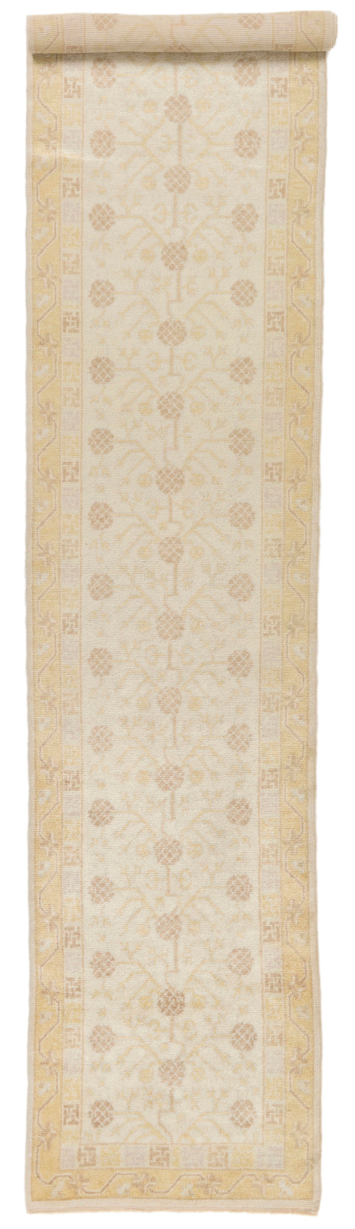 3x17 Ivory and Multicolor Oushak Runner