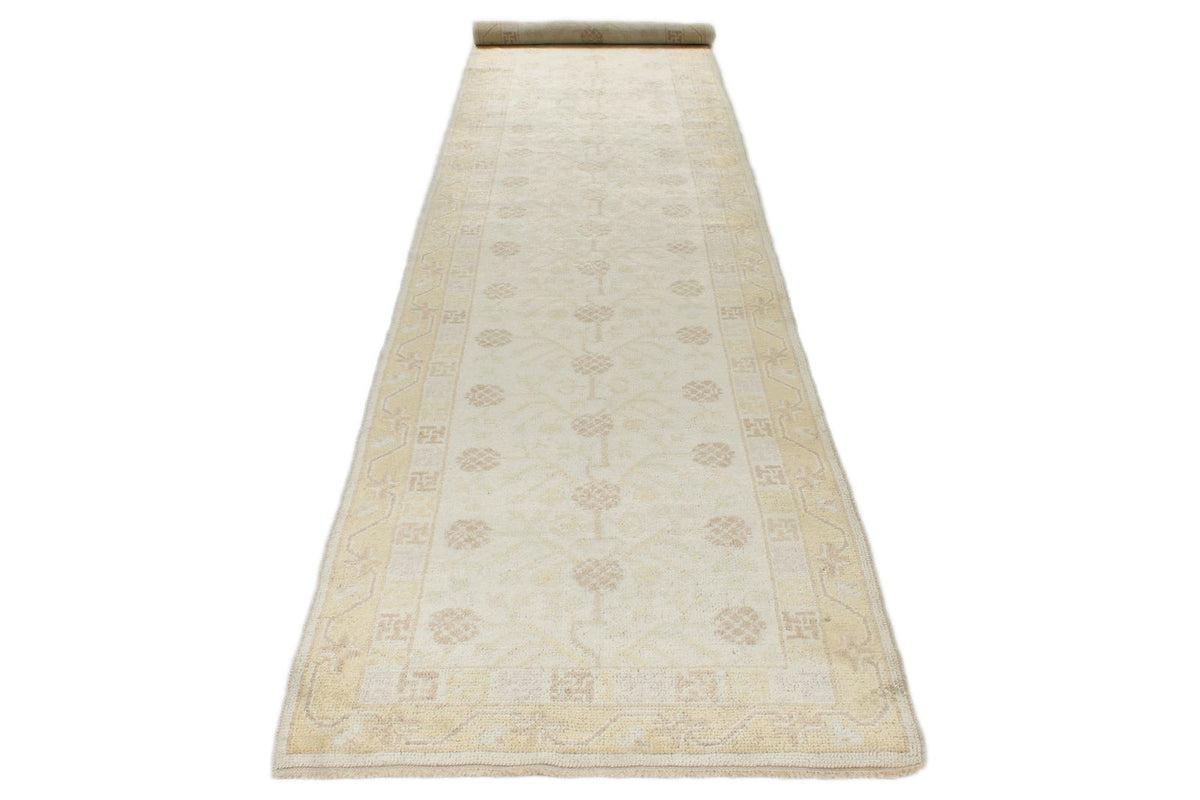 3x17 Ivory and Multicolor Oushak Runner