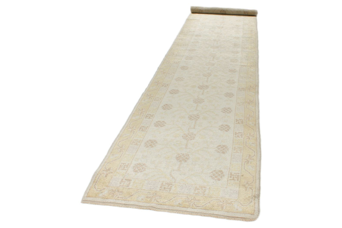 3x17 Ivory and Multicolor Oushak Runner