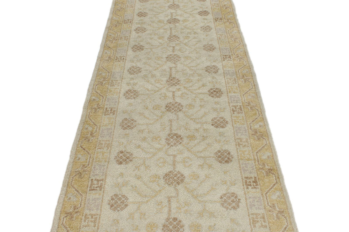 3x17 Ivory and Multicolor Oushak Runner