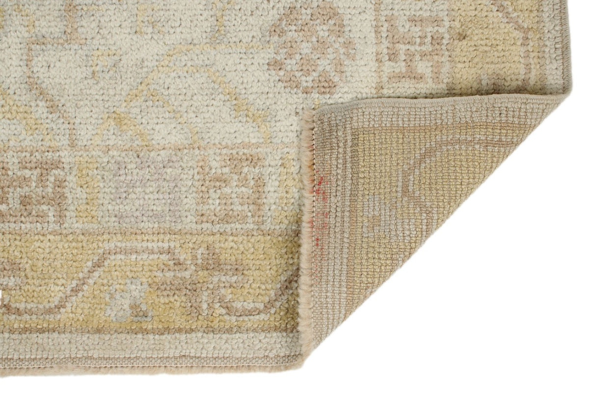 3x17 Ivory and Multicolor Oushak Runner