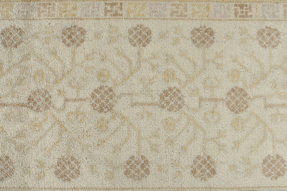 3x17 Ivory and Multicolor Oushak Runner