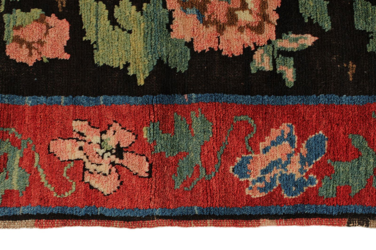 4x7 Black and Red Turkish Traditional Rug