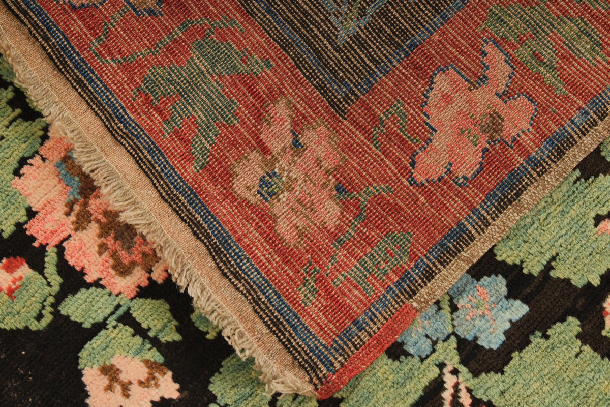 4x7 Black and Red Turkish Traditional Rug