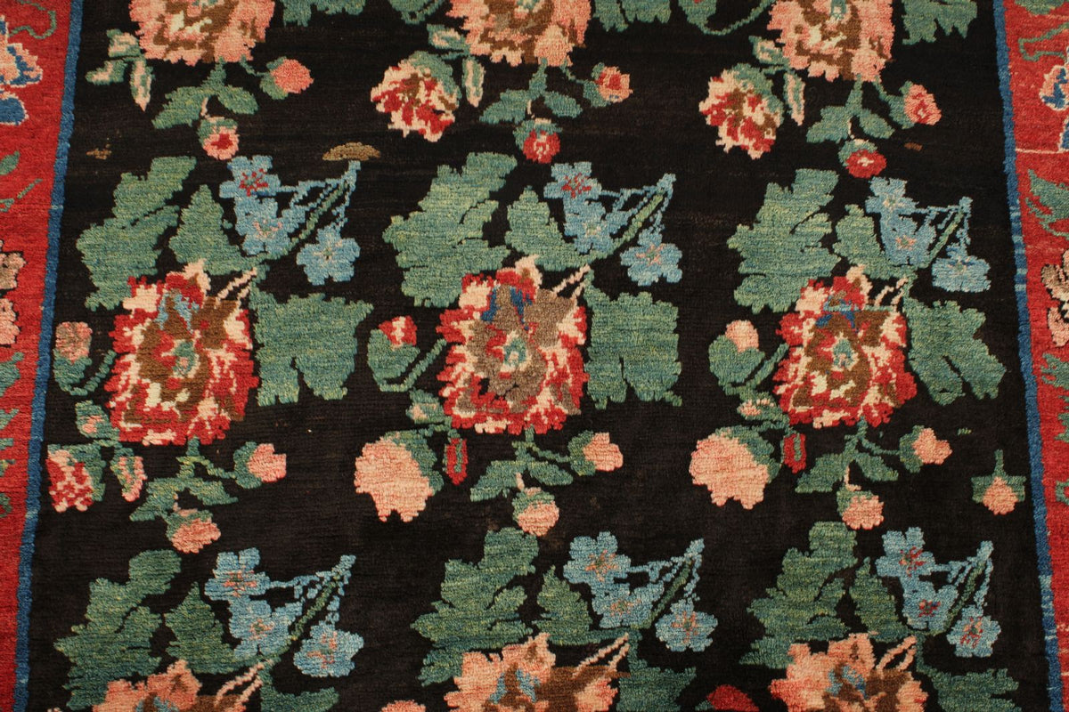 4x7 Black and Red Turkish Traditional Rug