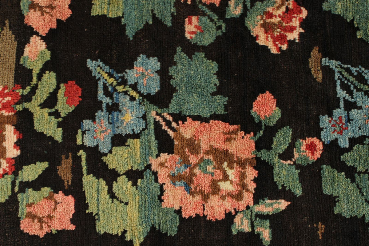 4x7 Black and Red Turkish Traditional Rug