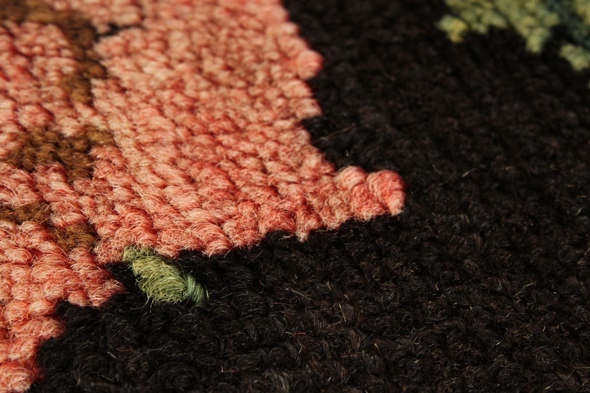 4x7 Black and Red Turkish Traditional Rug