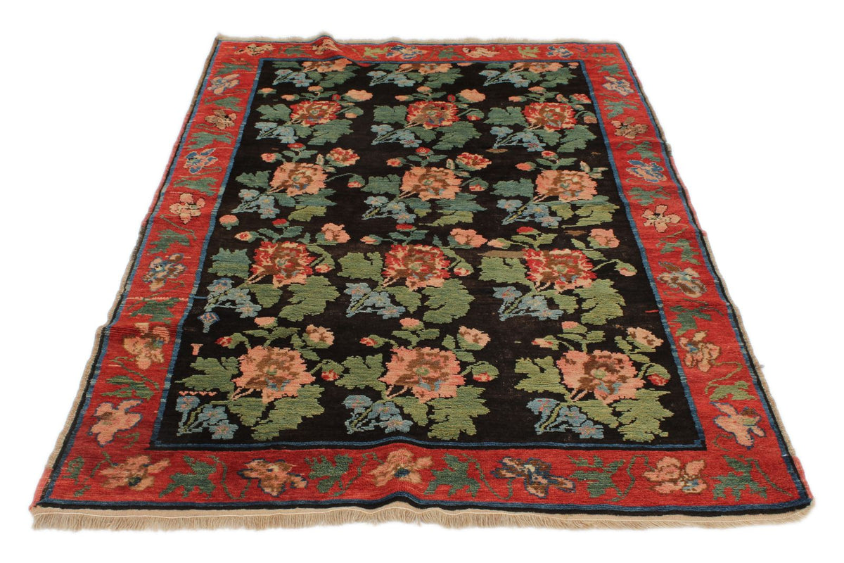 4x7 Black and Red Turkish Traditional Rug