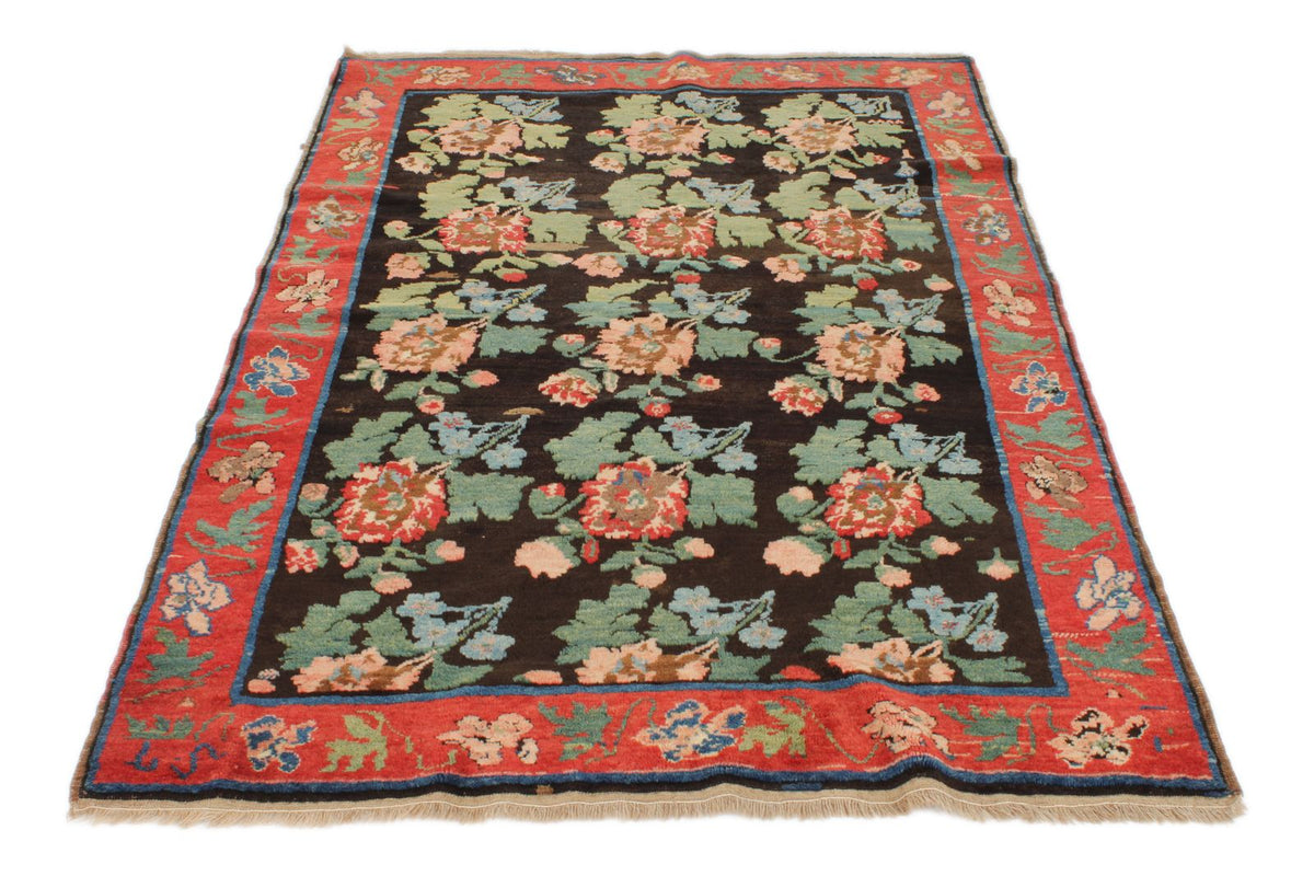 4x7 Black and Red Turkish Traditional Rug