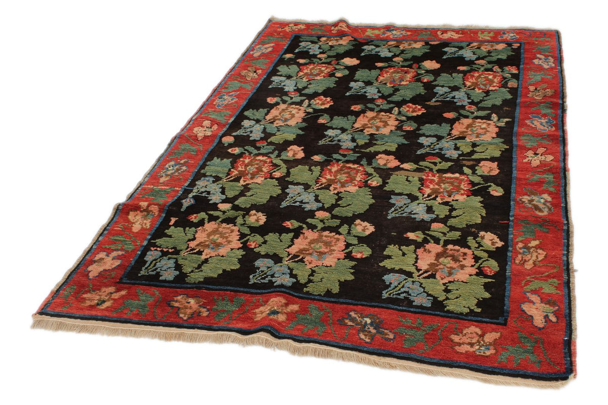4x7 Black and Red Turkish Traditional Rug