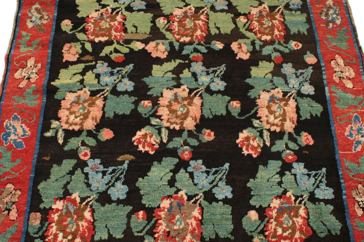4x7 Black and Red Turkish Traditional Rug