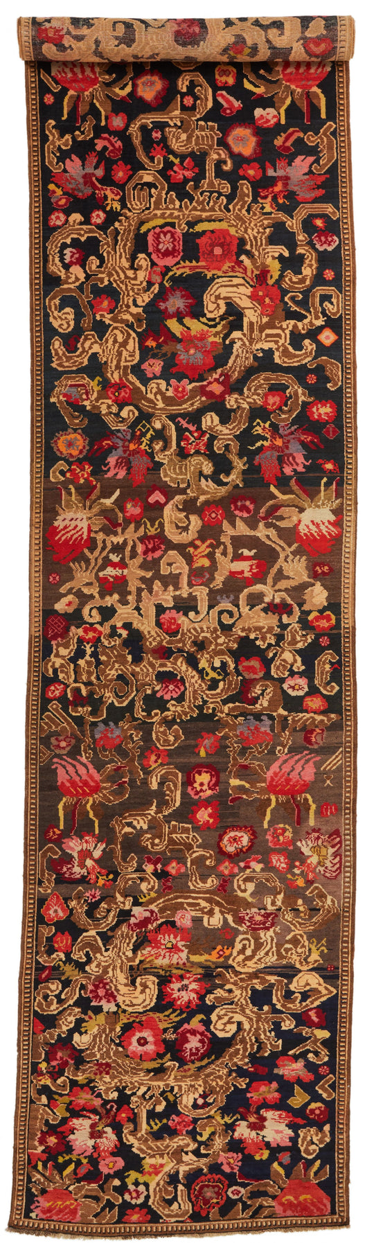 4x19 Navy and Multicolor Turkish Traditional Runner