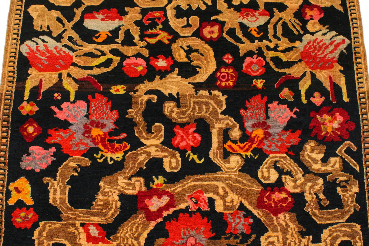 4x19 Navy and Multicolor Turkish Traditional Runner