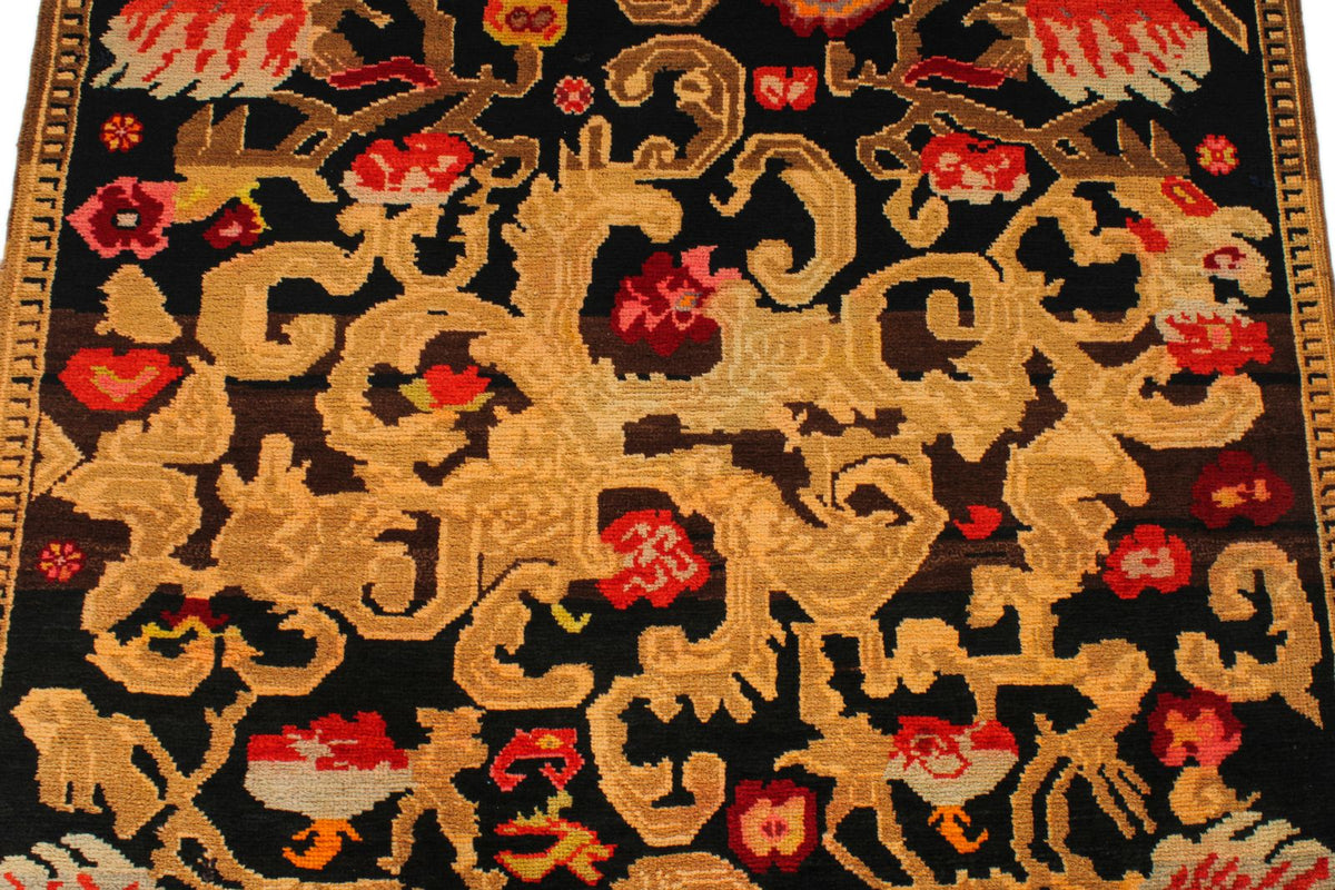 4x19 Navy and Multicolor Turkish Traditional Runner