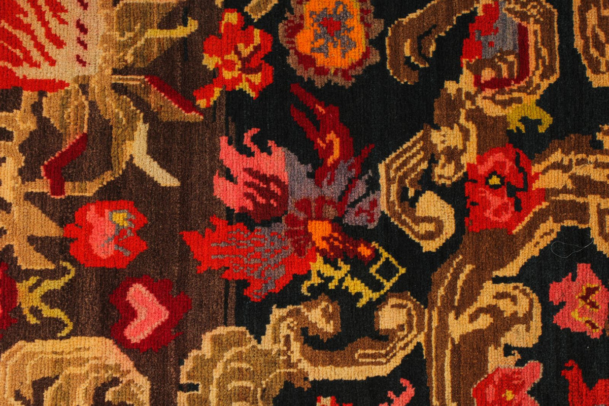 4x19 Navy and Multicolor Turkish Traditional Runner