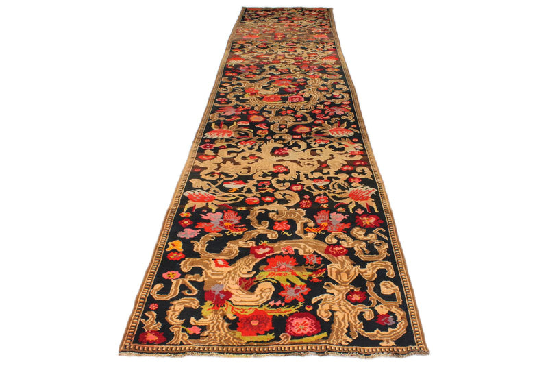 4x19 Navy and Multicolor Turkish Traditional Runner