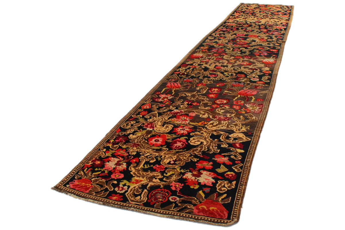 4x19 Navy and Multicolor Turkish Traditional Runner