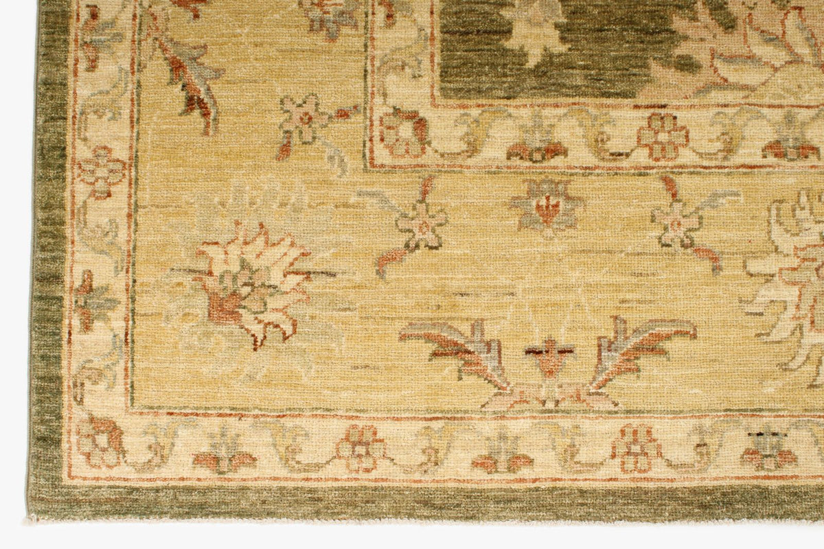 6x10 Green and Beige Turkish Oushak Rug