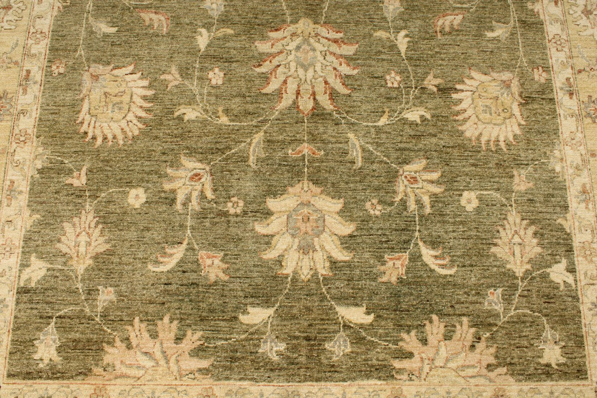 6x10 Green and Beige Turkish Oushak Rug