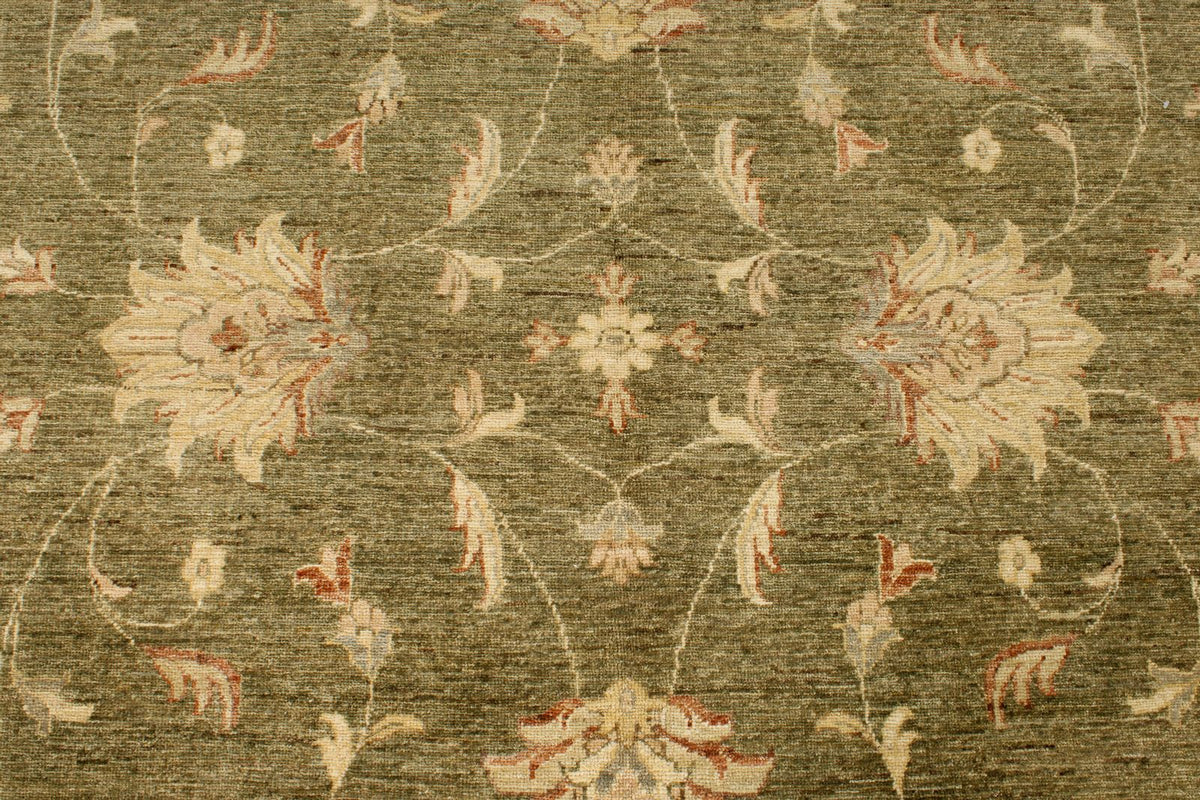 6x10 Green and Beige Turkish Oushak Rug