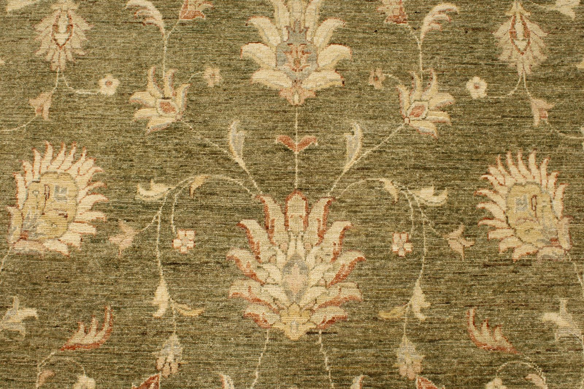 6x10 Green and Beige Turkish Oushak Rug