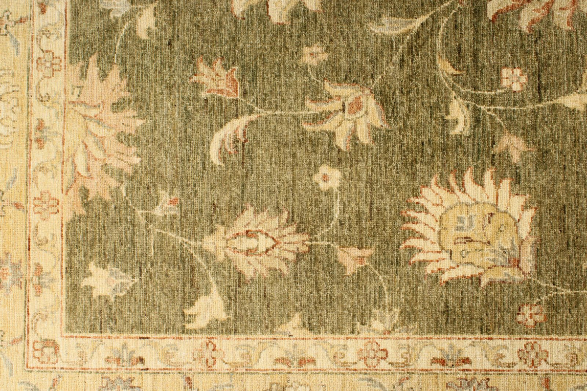 6x10 Green and Beige Turkish Oushak Rug