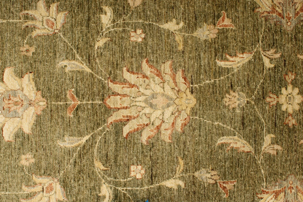 6x10 Green and Beige Turkish Oushak Rug