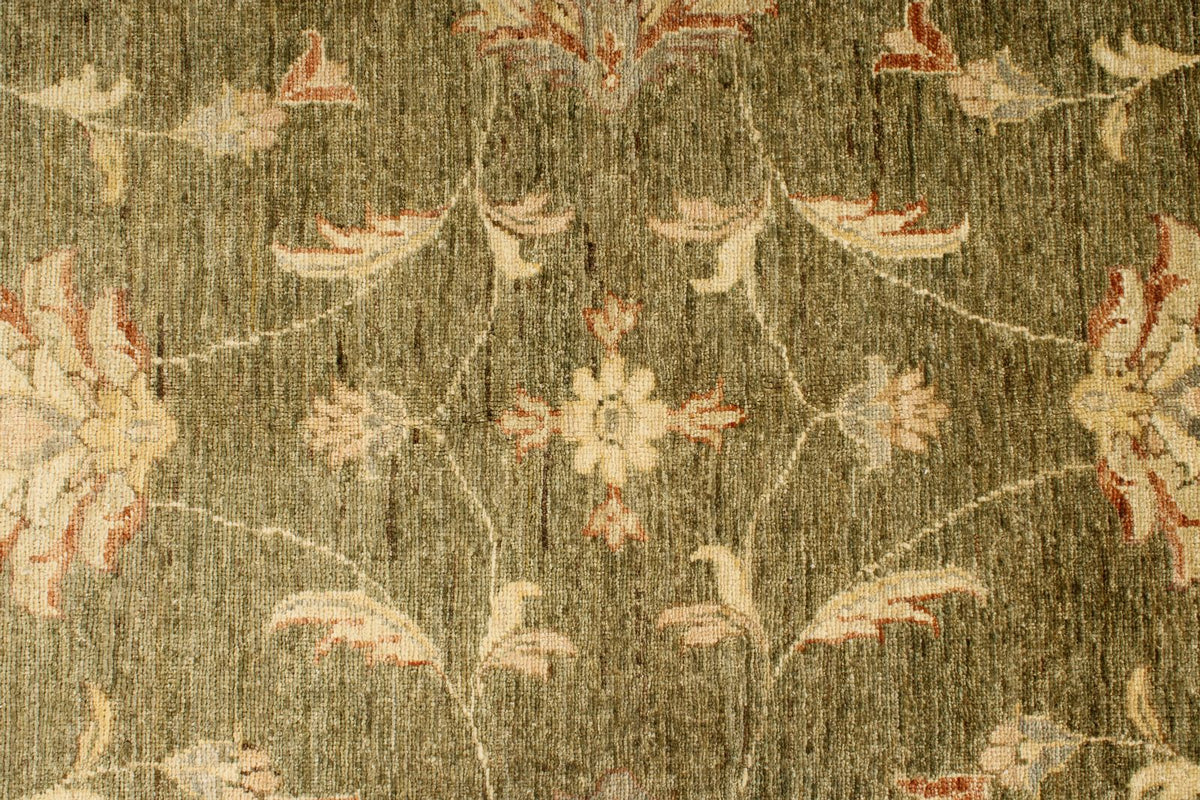 6x10 Green and Beige Turkish Oushak Rug