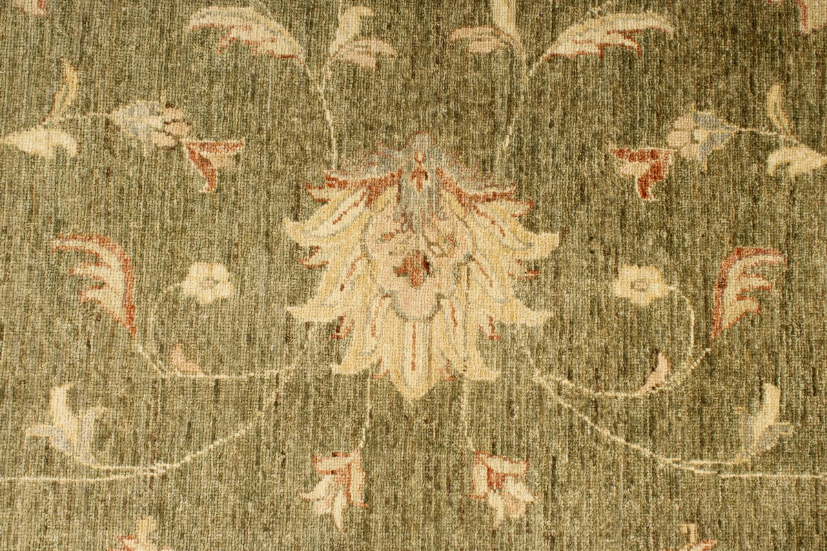 6x10 Green and Beige Turkish Oushak Rug