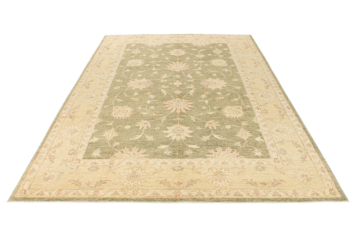 6x10 Green and Beige Turkish Oushak Rug