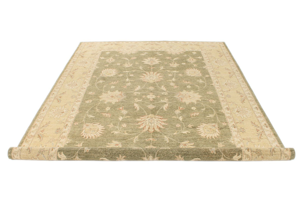 6x10 Green and Beige Turkish Oushak Rug