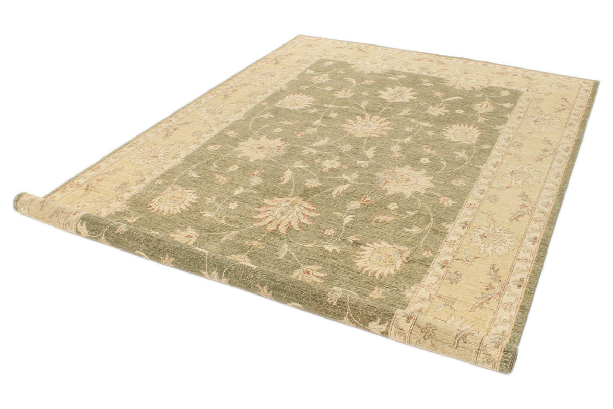 6x10 Green and Beige Turkish Oushak Rug