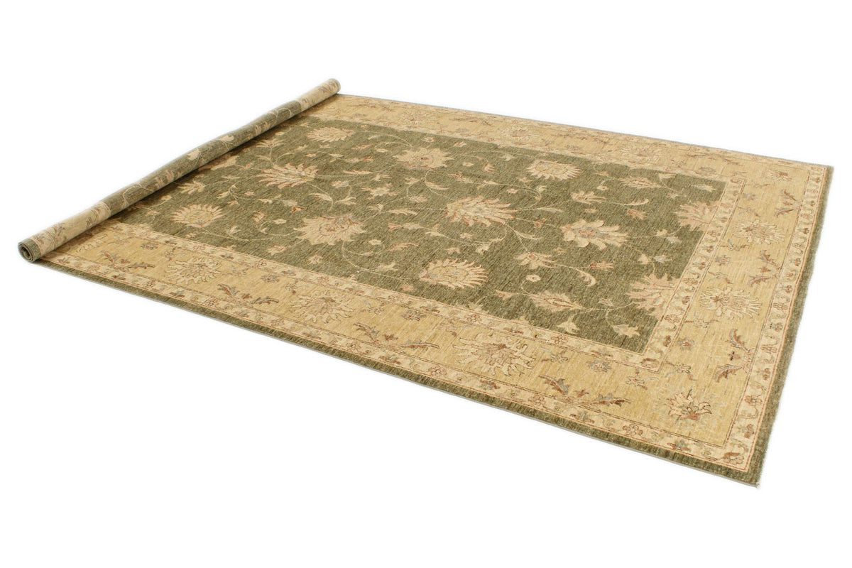 6x10 Green and Beige Turkish Oushak Rug