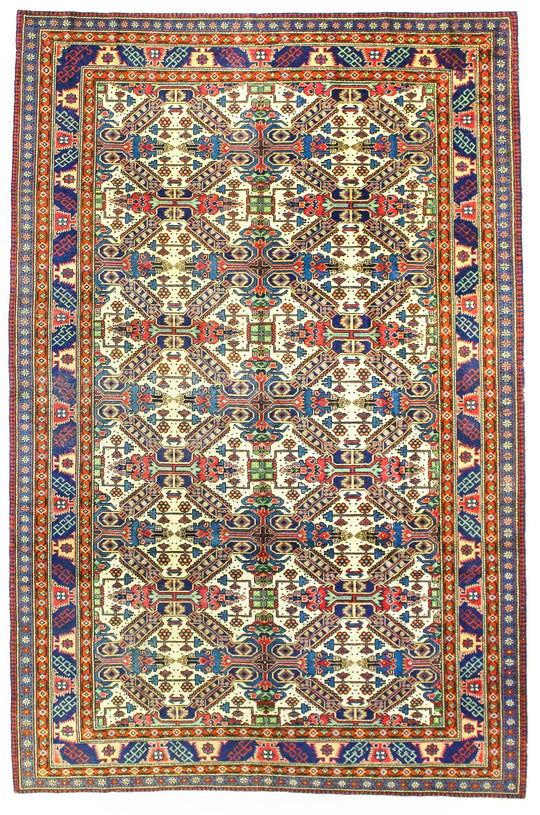 7x10 Beige and Purple Turkish Traditional Rug